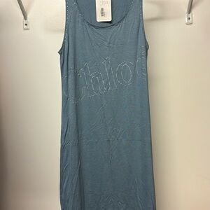 Chloe Blue Sleeveless Logo Dress / coverup blue gray
